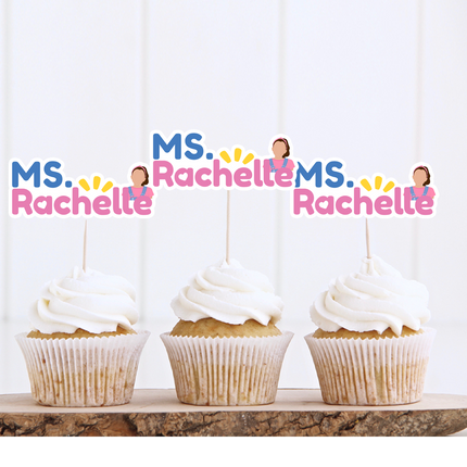 Ms Rachel Custom Name Cupcake Toppers – 10 ct