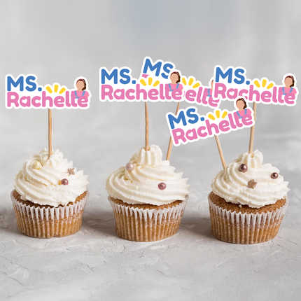 Ms Rachel Custom Name Cupcake Toppers – 10 ct