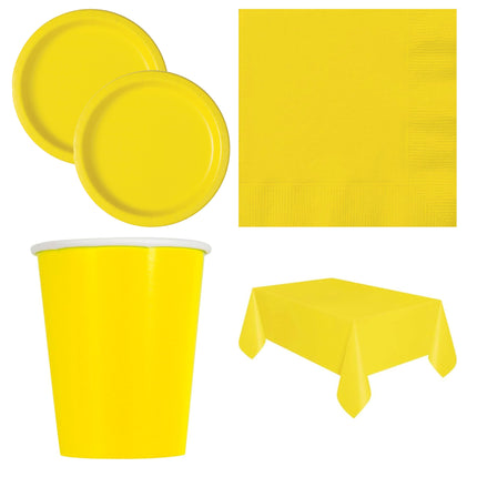 Neon Yellow Solid Coordinated Party Supplies Set for 16 Guests - set overview