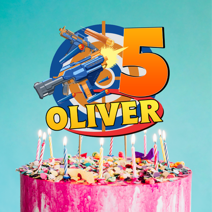 Nerf Dart Gun CardStock Cake Topper 7"