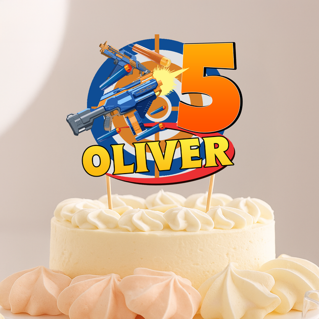 Nerf Dart Gun CardStock Cake Topper 7"