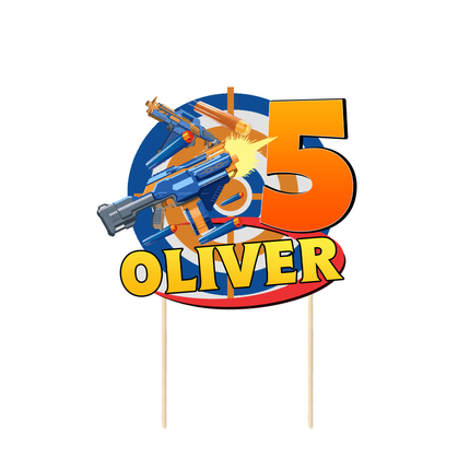 Nerf Dart Gun CardStock Cake Topper 7"