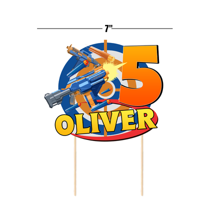 Nerf Dart Gun CardStock Cake Topper 7"