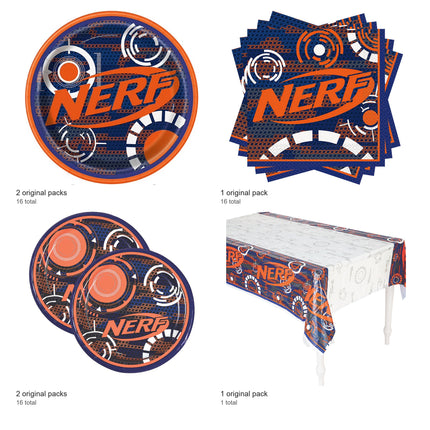 Nerf Coordinated Party Supplies Set for 16 Guests - included packs and quantities