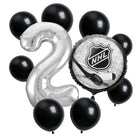 NHL Hockey 2nd birthday set main: number 2 foil, themed foil and 8 matching latex balloons