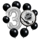 NHL Hockey 3rd birthday set main: number 3 foil, themed foil and 8 matching latex balloons