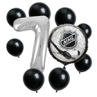 NHL Hockey 7th birthday set main: number 7 foil, themed foil and 8 matching latex balloons