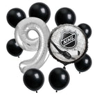 NHL Hockey 9th birthday set main: number 9 foil, themed foil and 8 matching latex balloons