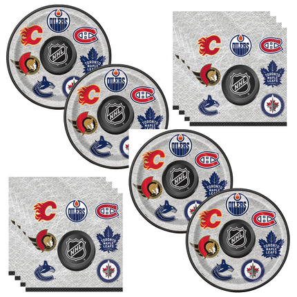 NHL Hockey Dinner Plates and Napkins Set for 32 Guests - set overview