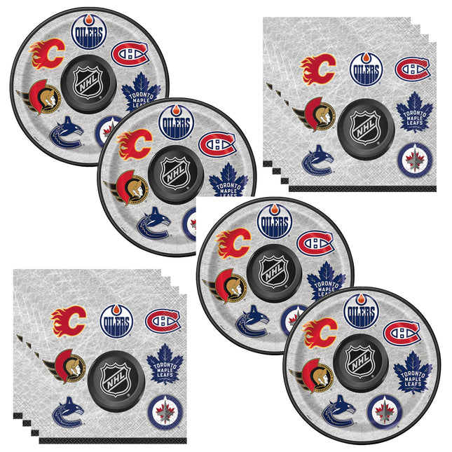 NHL Hockey Dinner Plates and Napkins Set for 32 Guests - set overview