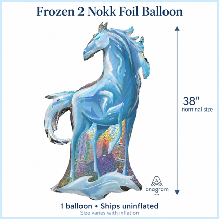 Frozen 2 Nokk Foil Balloon 38" – Water Spirit Horse Decoration - size guide