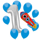 Outer Space 1st birthday set main: number 1 foil, themed foil and 8 matching latex balloons