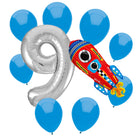 Outer Space 9th birthday set main: number 9 foil, themed foil and 8 matching latex balloons