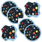 Outer Space Dessert Plates and Napkins Set for 32 Guests - set overview
