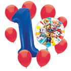 Paw Patrol 1st birthday set main: number 1 foil, themed foil and 8 matching latex balloons