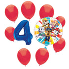 Paw Patrol 4th birthday set main: number 4 foil, themed foil and 8 matching latex balloons