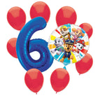 Paw Patrol 6th birthday set main: number 6 foil, themed foil and 8 matching latex balloons