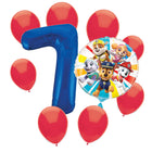 Paw Patrol 7th birthday set main: number 7 foil, themed foil and 8 matching latex balloons