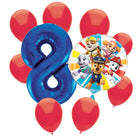 Paw Patrol 8th birthday set main: number 8 foil, themed foil and 8 matching latex balloons