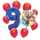 Paw Patrol 9th birthday set main: number 9 foil, themed foil and 8 matching latex balloons