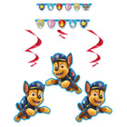 Paw Patrol Birthday Banner and 6 Hanging Swirls Set - coordinated party set