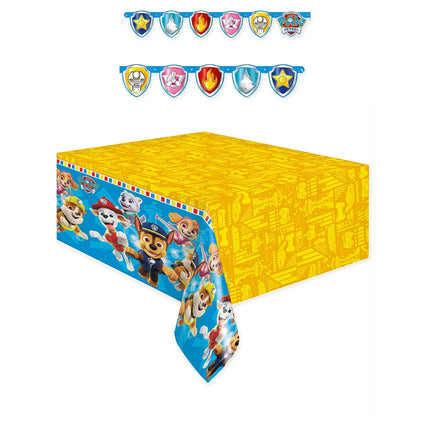Paw Patrol Birthday Banner and Tablecloth Set - coordinated party set