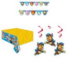 Paw Patrol Birthday Banner, Tablecloth and 3 Hanging Swirls Set - coordinated party set