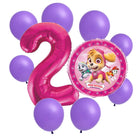 Paw Patrol Skye 2nd birthday set main: number 2 foil, themed foil and 8 matching latex balloons