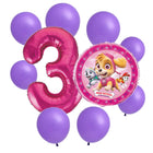 Paw Patrol Skye 3rd birthday set main: number 3 foil, themed foil and 8 matching latex balloons