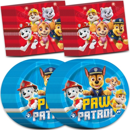 Paw Patrol Plates and Napkins Set - Serves 32 Guests