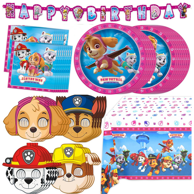 Skye Paw Patrol Birthday Decorations with Character Masks