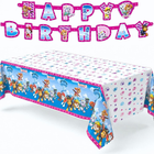 Skye Paw Patrol Tablecloth and Birthday Banner - Pink