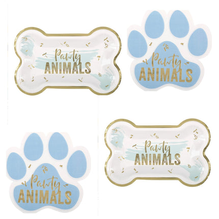 Pawty Animals Dog Shaped Plates and Napkins Set for 16 Guests - set overview