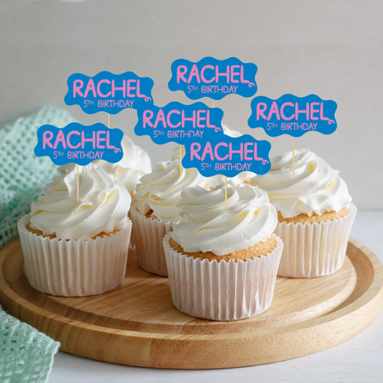 Peppa Pig Birthday Custom Name Cupcake Toppers 10 ct