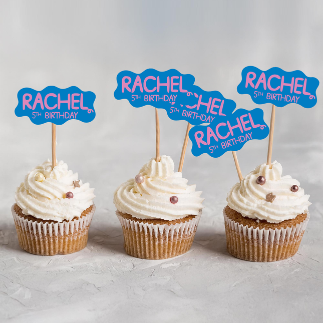 Peppa Pig Birthday Custom Name Cupcake Toppers 10 ct