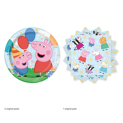 Peppa Pig Dinner Plates and Napkins Set for 16 Guests - original package contents