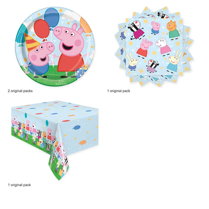 Peppa Pig Plates, Napkins and Tablecloth Set for 16 Guests - original package contents