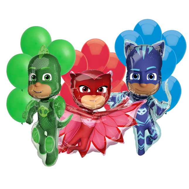 PJ Masks Balloon Bouquet – SuperShape Foil Balloons & Latex Balloon Set