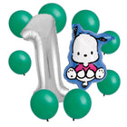 Pochacco 1st birthday set main: number 1 foil, themed foil and 8 matching latex balloons