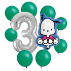 Pochacco 3rd birthday set main: number 3 foil, themed foil and 8 matching latex balloons