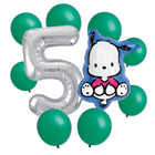 Pochacco 5th birthday set main: number 5 foil, themed foil and 8 matching latex balloons