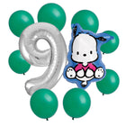 Pochacco 9th birthday set main: number 9 foil, themed foil and 8 matching latex balloons