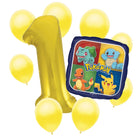 Pokemon 1st birthday set main: number 1 foil, themed foil and 8 matching latex balloons