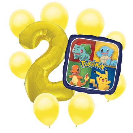 Pokemon 2nd birthday set main: number 2 foil, themed foil and 8 matching latex balloons