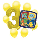 Pokemon 3rd birthday set main: number 3 foil, themed foil and 8 matching latex balloons