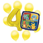 Pokemon 4th birthday set main: number 4 foil, themed foil and 8 matching latex balloons