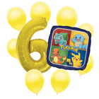 Pokemon 6th birthday set main: number 6 foil, themed foil and 8 matching latex balloons