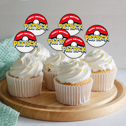 Personalized Pokémon Cupcake Toppers (2 inch, 12ct) | Custom Name