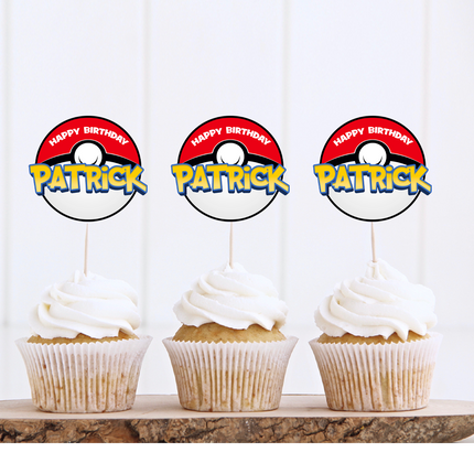 Personalized Pokémon Cupcake Toppers (2 inch, 12ct) | Custom Name