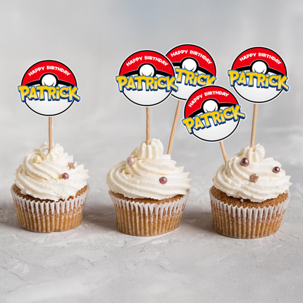 Personalized Pokémon Cupcake Toppers (2 inch, 12ct) | Custom Name